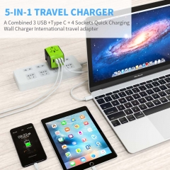 Travel Adapter International Tavel Power Adapter 4 USB Wall Charger Worldwide Travel Charger Universal AC Wall Outlet Plugs for US, EU, UK, AU