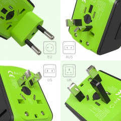 Travel Adapter International Tavel Power Adapter 4 USB Wall Charger Worldwide Travel Charger Universal AC Wall Outlet Plugs for US, EU, UK, AU