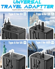 Universal Travel Adapter Offers 5.8A 3X 3.0A USB-C Ports, 2X 2.4A USB-A Ports and Multi AC Outlet, All-in-One Plug Adaptor Worldwide Charger for EU US UK AU 200+ Countries