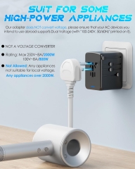 Universal Travel Adapter PD35W Fast Charging Offers 3X2.4A USB-A Ports, 1X 3.0A USB-C, 1XUSB-PD Port and Multi AC Outlet, International Power Plug Adaptor Charger